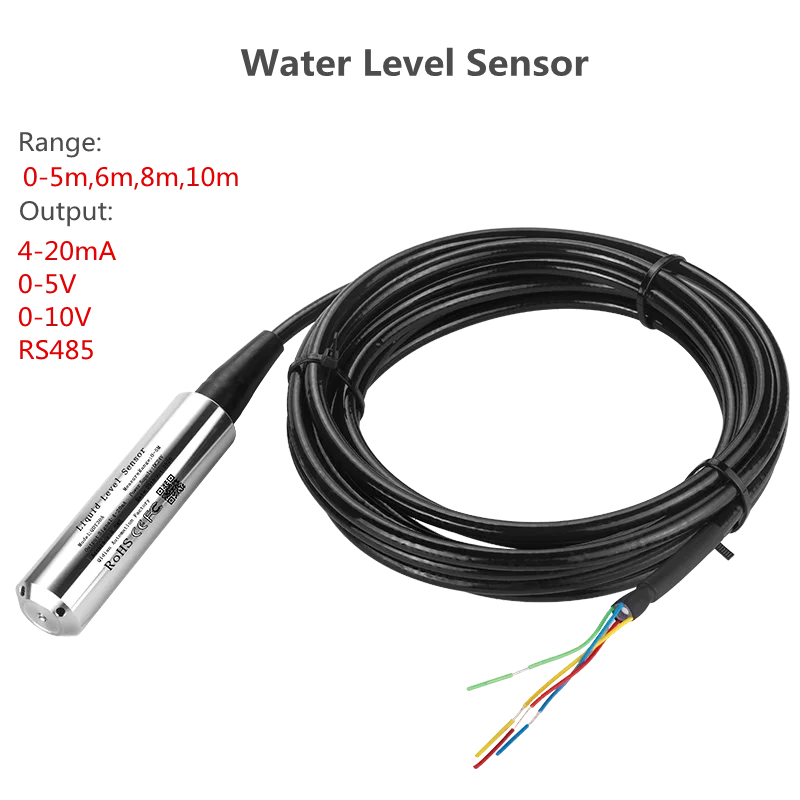 

4-20mA 0-5V 0-10V Liquid Level Sensor Transmitter Water Tank Pressure hydrostatic level sensor converter 2m 5m 10m