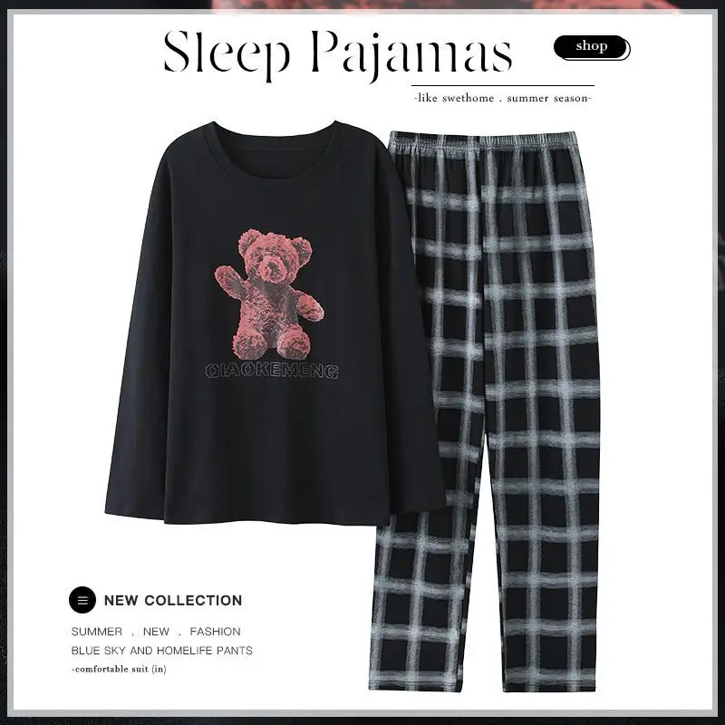 WHYY Winter Long Sleeve Thick Warm CottonPajama Sets For Men 2022 Cute Cartoon Sleepwear Suit Pyjamas Set