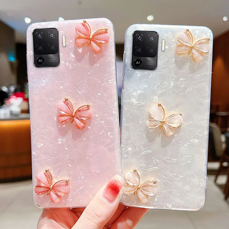 

Модный Блестящий чехол с бабочкой и трещинами для OPPO A57 A78 A77 A17 A76 A95 4G A94 A76 A74 чехол A55 A53 прозрачный чехол