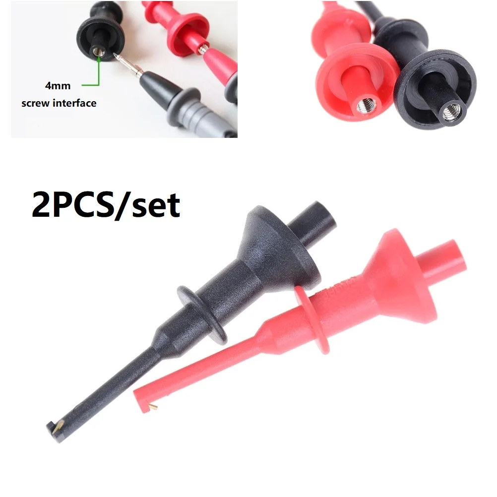 

1 Pair Test Hook Clip Multimeters Test Lead Extension Hook Probe Testing Clip Hook Clip Clamp Test Clip For Electronic Testing