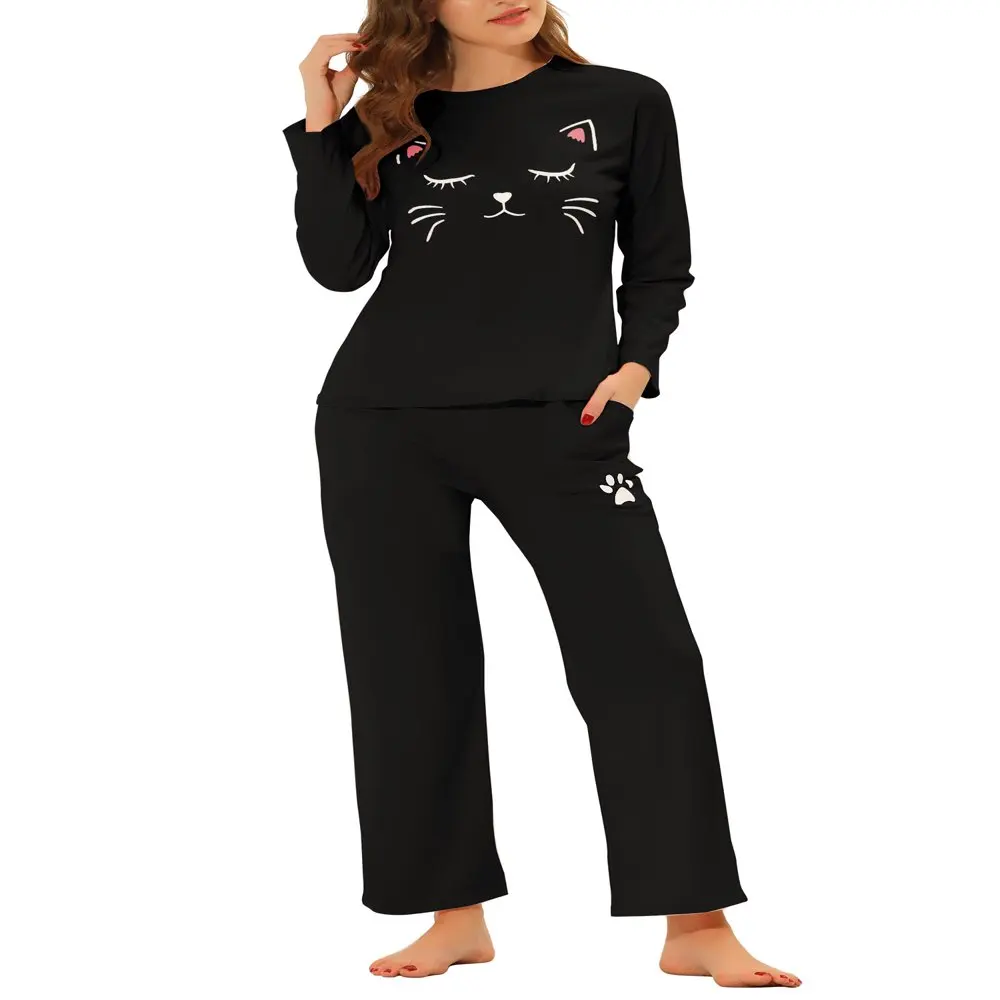 

Women`s Pajamas Nightwear Print Tops and Pants Sleepwear Lounge Sets