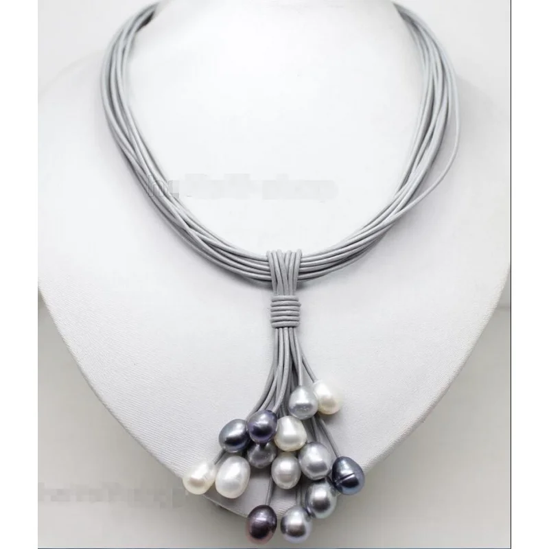 

Hot sale new Style >>>>>CHARMING AAA BIG PEARL PENDANT NELACE LEATHER CORD CHAIN MAGNET CLASP FASHION
