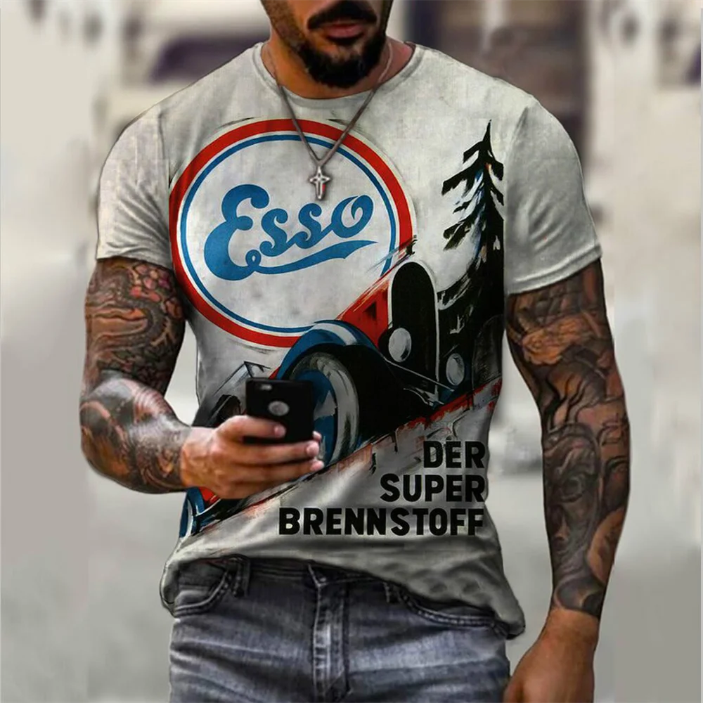 

2022 new summer retro short-sleeved colorful men's T-shirt 3D printing ethnic alphabet Harajuku fashion T-shirt men's collar top
