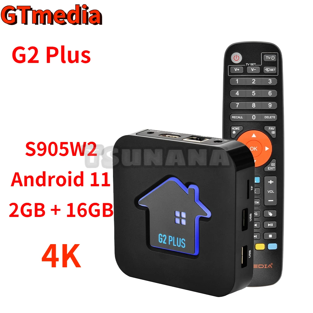 

GTmedia G2 PLUS Android Tv Amlogic S905W2 Android 11.0 TV BOX 2G+16G Built-in 2.4G Wifi 4K H.265 GTPlayer Set Top Box Smart Tv