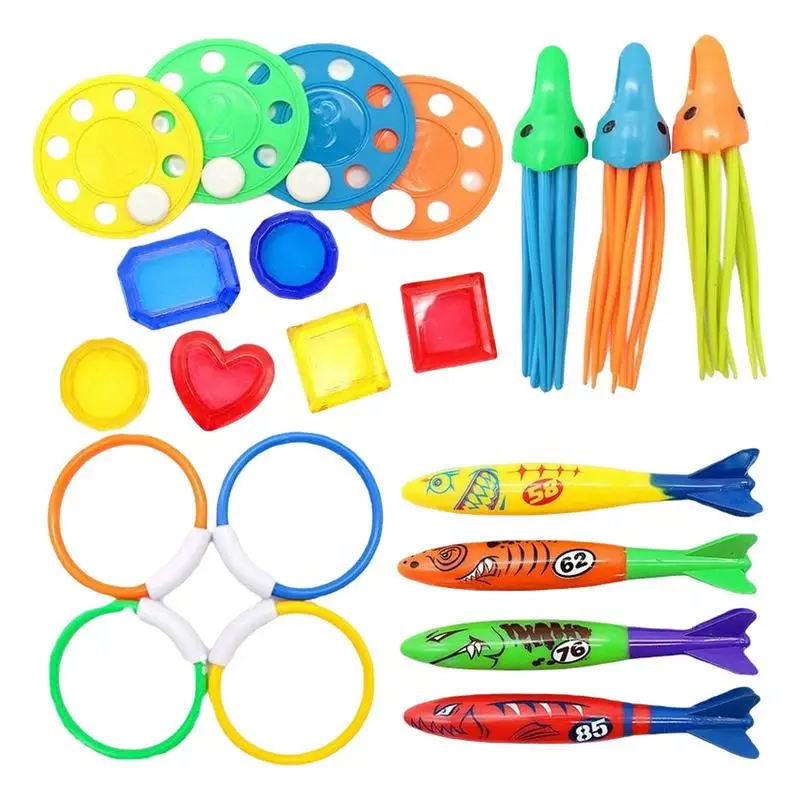 

Kids Diving Game Toys Set 21Pcs Swimming Training Toys Diving Training Swimming Pool Toys For Summer Activities Outdoor Games