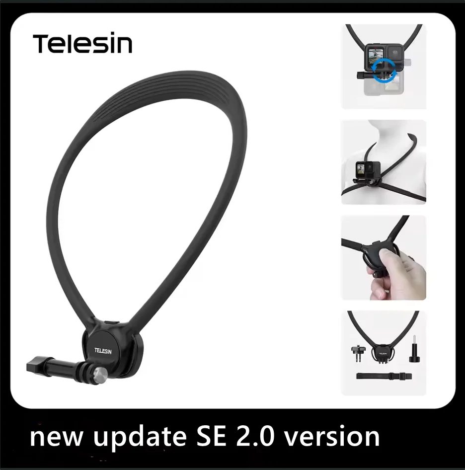 Фото Крепление на шею TELESIN 2-в-1 SE 2.0 для экшн-камер GoPro, Insta360, DJI OSMO Action и универсальных камер/телефонов №4