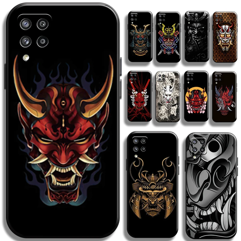 

Japan Samurai Oni Mask For Samsung Galaxy M11 M12 A11 A12 Phone Case Full Protection Cases Shell Shockproof Carcasa Black TPU