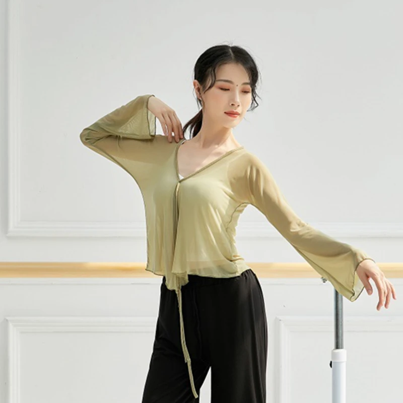 Классический Лирический Топ для танцев одежда тренировок женская рубашка с