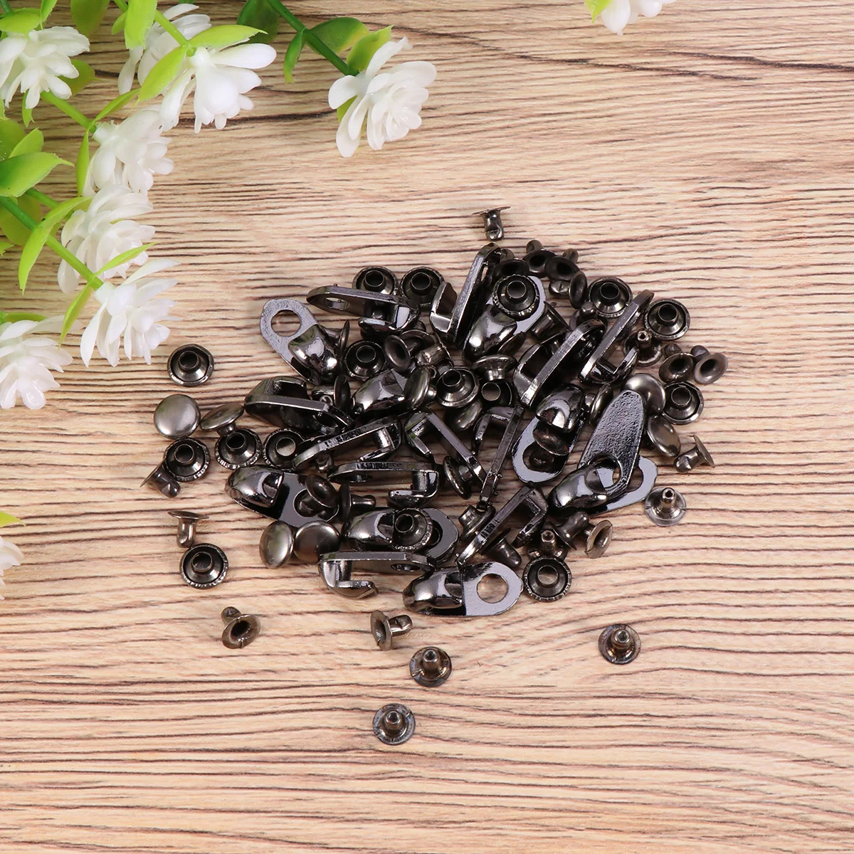 Набор из 20 втулок металлические люверсы кнопки крючки для обуви черные пуговицы