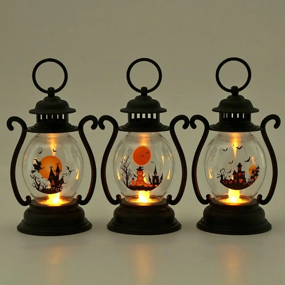 

Halloween Pumpkin Lantern Children's Portable Nightlight Retro Oil Lamp Electronic Candle Lamp Party Atmosphere Decoration