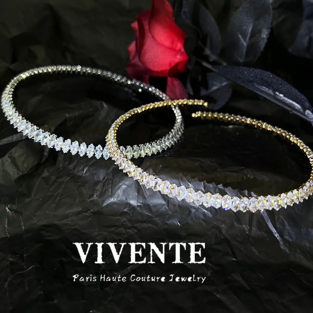 

New Style Zircon Clavicle Ring Vintage High Grade Shining Jewel Necklace Model Show Decoration Necklace Banquet Ball Necklace