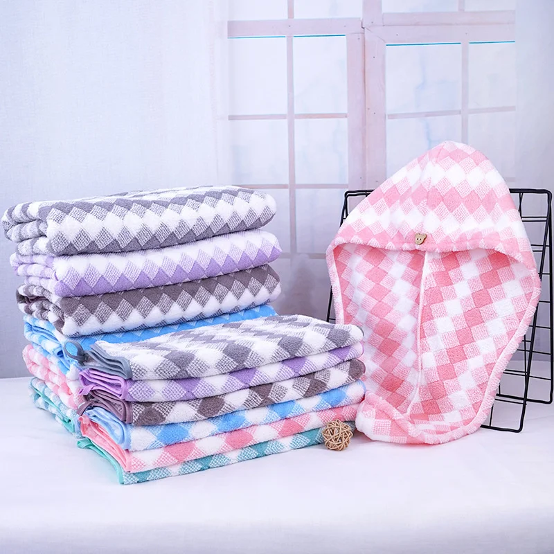 

Warp knitted coral velvet towel, bath towel, dry hair cap, welfare towel, gift set, household absorbent towel