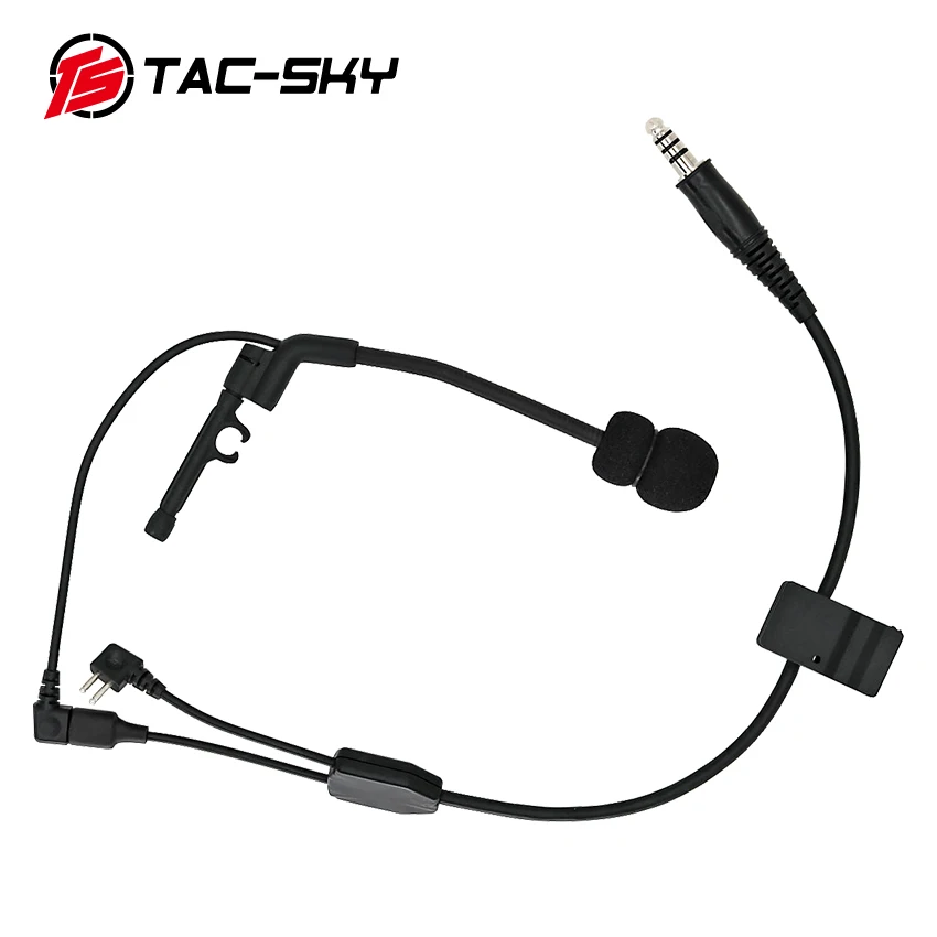 TS TAC-SKY Tactical Headset Comtac Headset Microphone Y-Wire Kit Compatible with PELTOR PTT for Comtac Headset