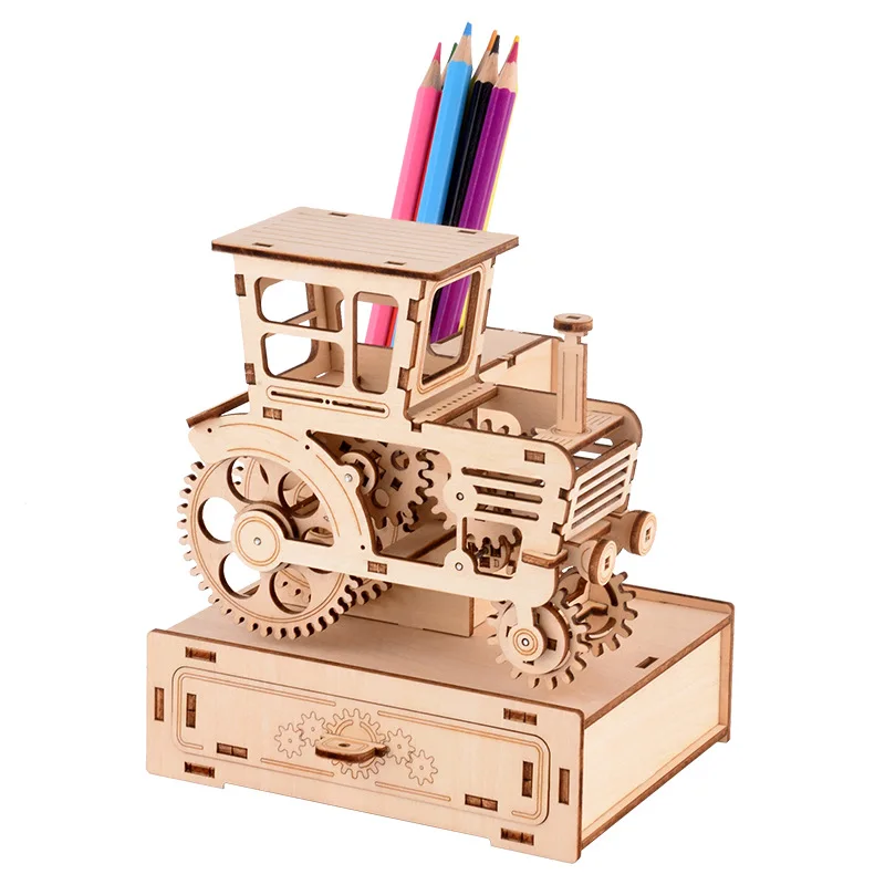 

DIY Adult Jigsaw Puzzle 3D Wooden Block Harvester Handwork Pencil Holder Handmade Music Box Birthday Gift for Boyfriend Teenager