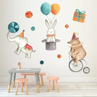 creative cartoon animal wall stickers elephant rabbit circus childrens room decoration decorations living