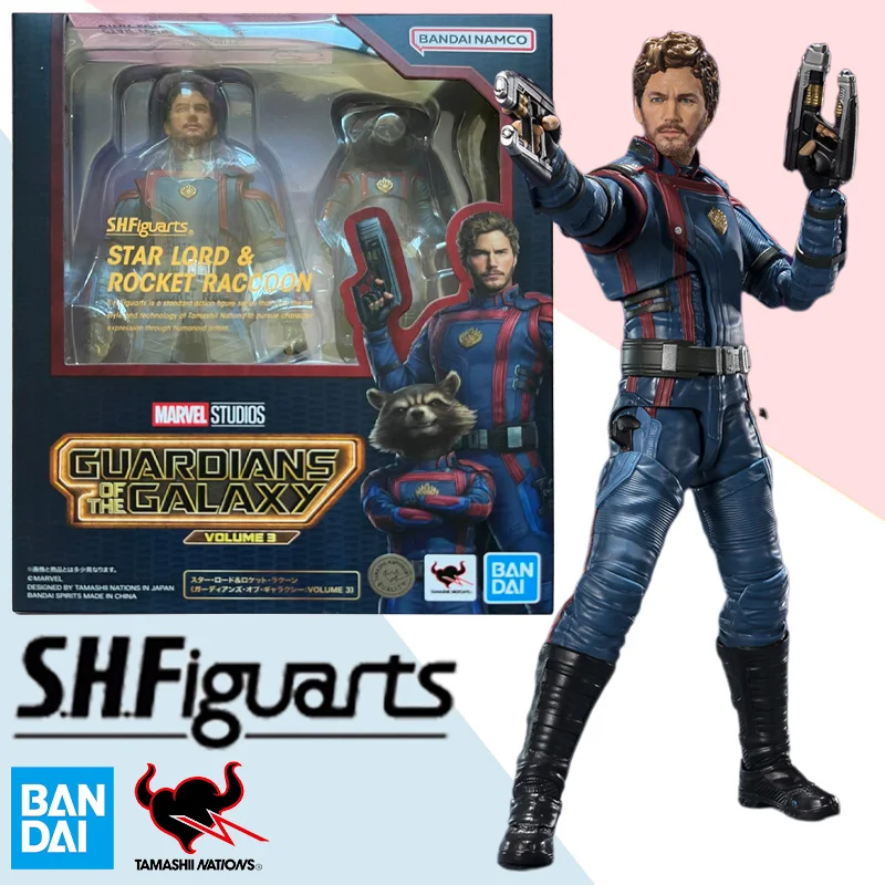 

Original Bandai Anime Action Figure Guardians of the Galaxy Vol. 3 SHFiguarts STAR LORD & ROCKET RACCOON Finished Model Toy Gift