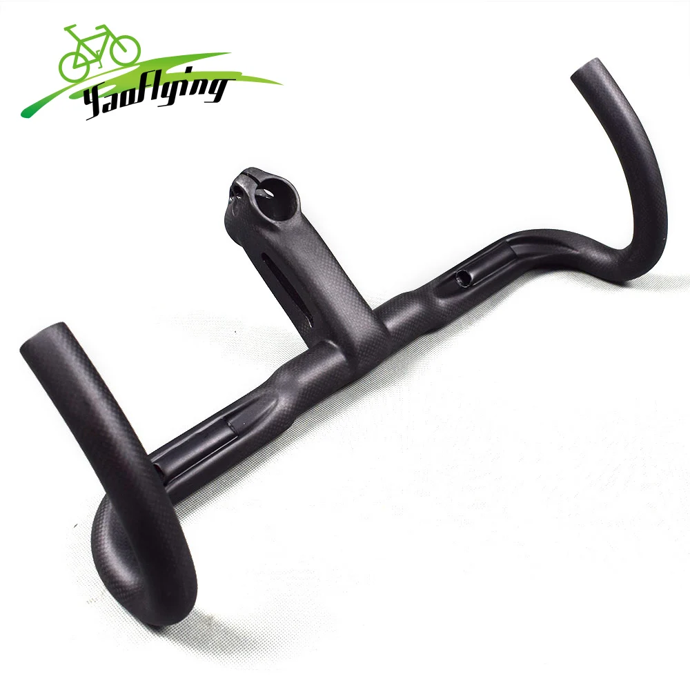 

Yaoflying Carbon Integrated Handlebar For Road Bike Handle And Stem Drop 130mm Bicycle Parts 400/420/400mm