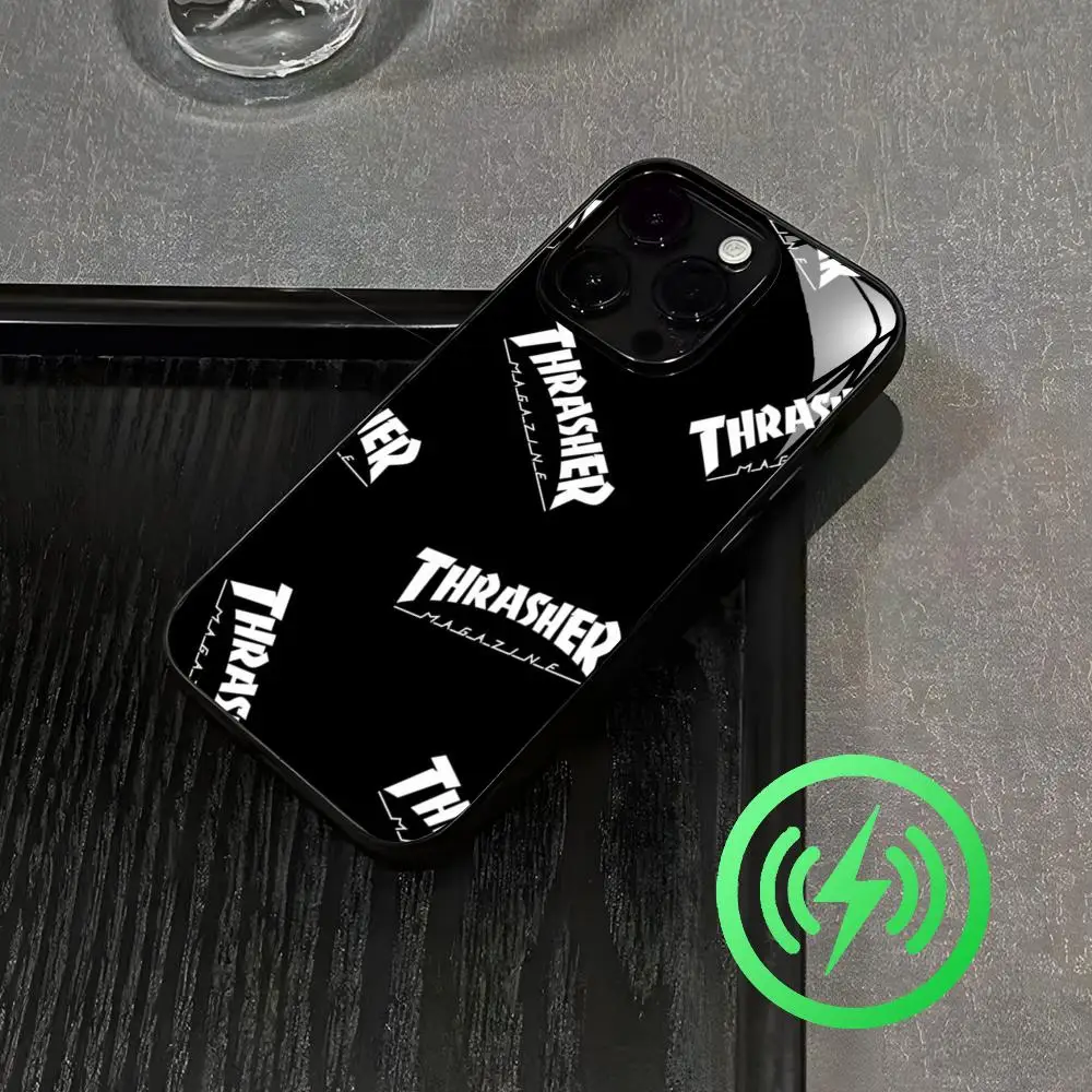 Фото Чехол для телефона THRASHER для iPhone 17, 16, 15, 14, 13, 12, 11, X, XR, XS, 8 Plus, Mini, Pro, Max, стеклянный чехол №1