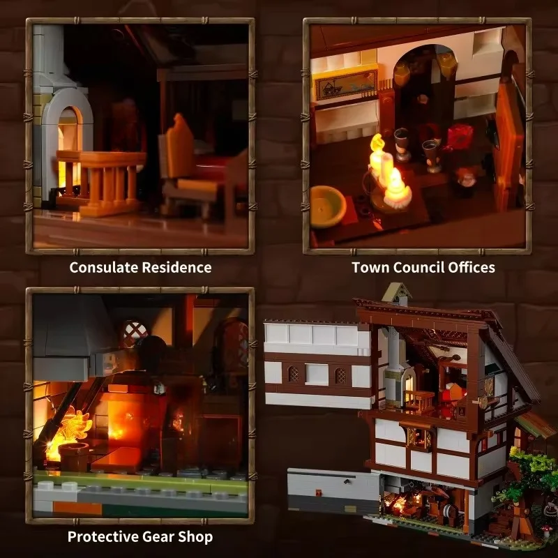 Средневековый замок модульные здания MOC FunWhole F9015 модель архитектуры