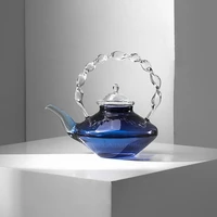 blue glass teapot teacup tea filter mesh glass coffee pot heat resistant glass pot household kitchen kettle exquisite gift 2022