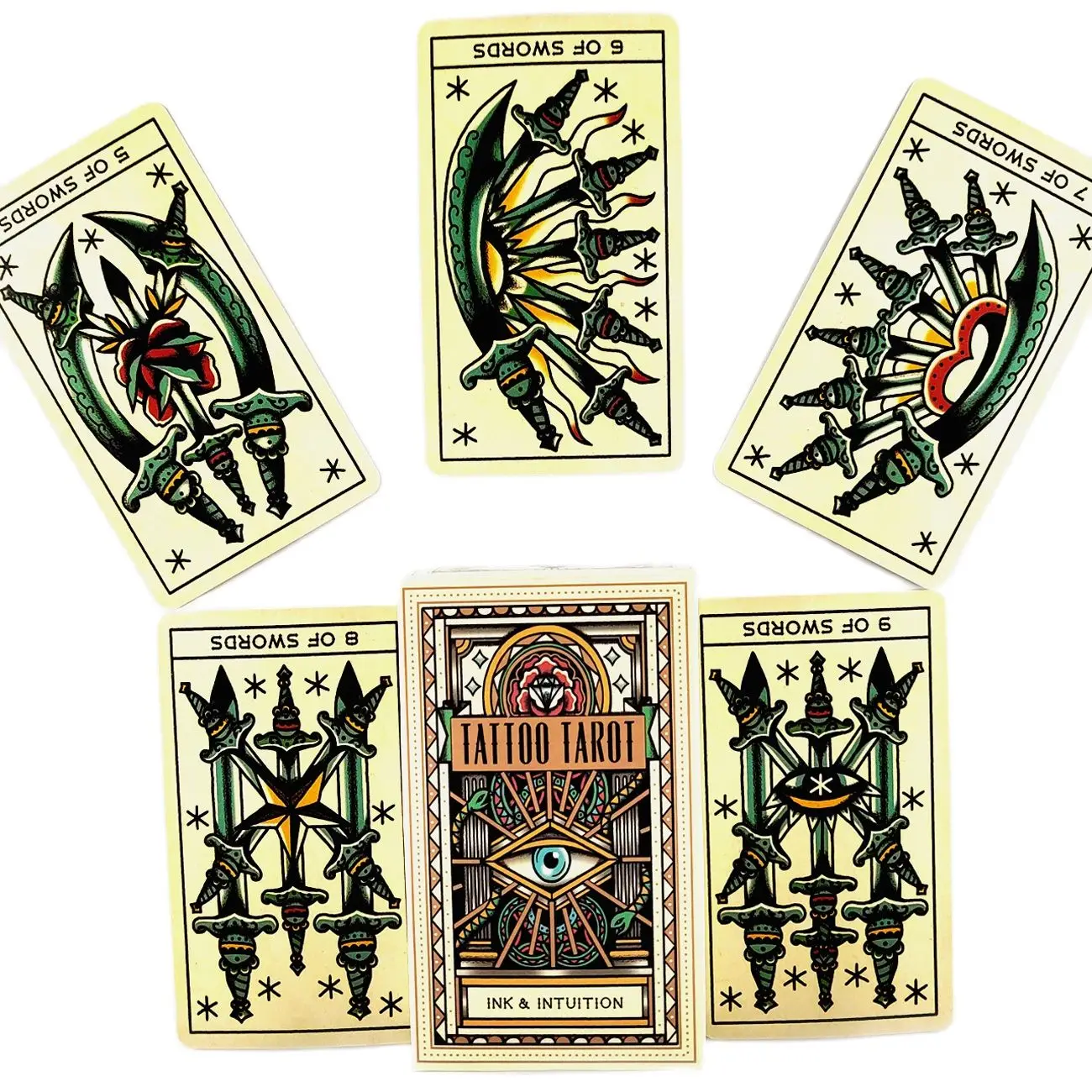 

2021 New High Quality Tattoo Tarot Cards Fortune Guidance Telling Divination Deck Board Game With PDF Guidebook For Friend Game
