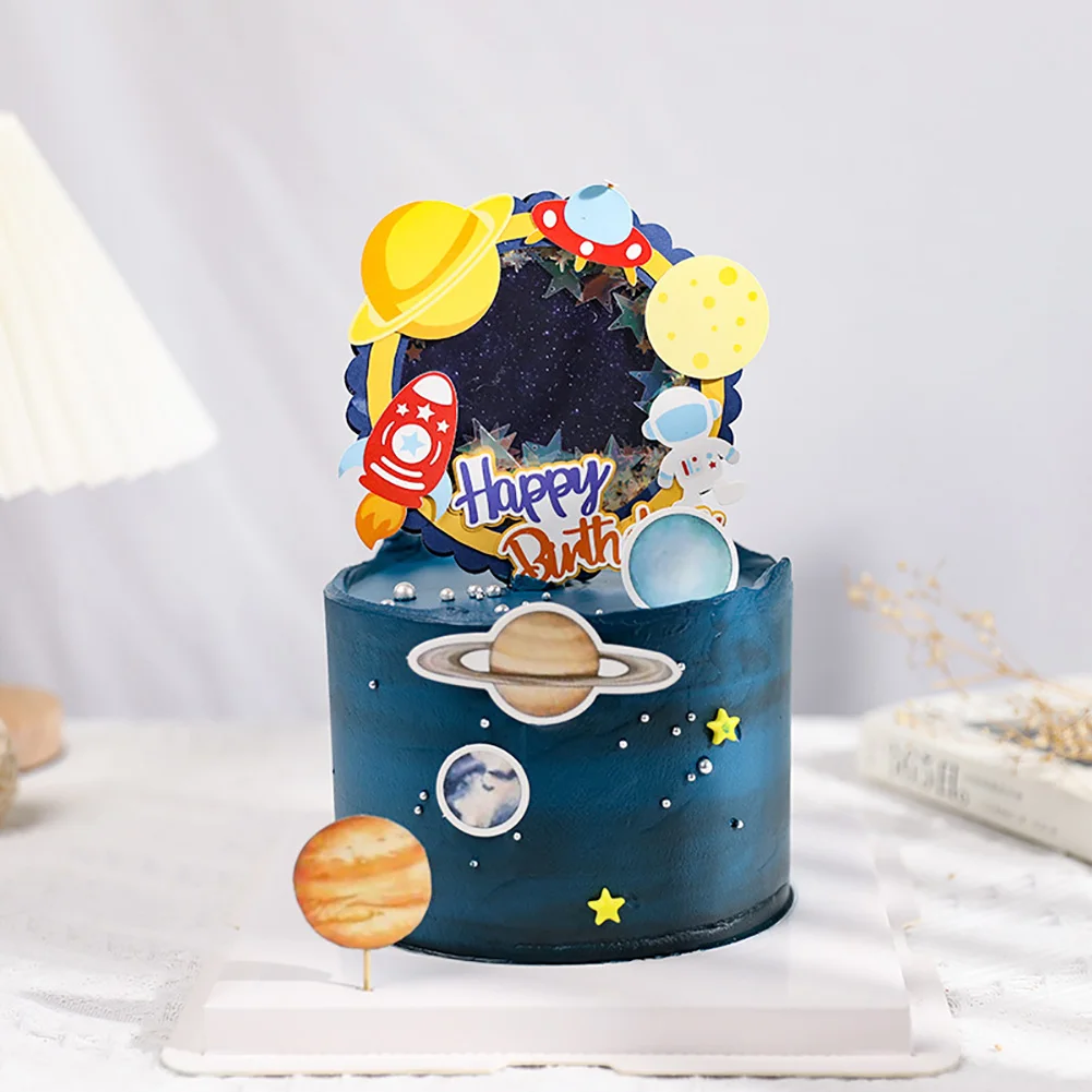 

Astronaut Cake Decoration Planets Cake Topper Spaceman Baking Ornaments For Kid Boy Universe Outer Space Birthday Party Supplies