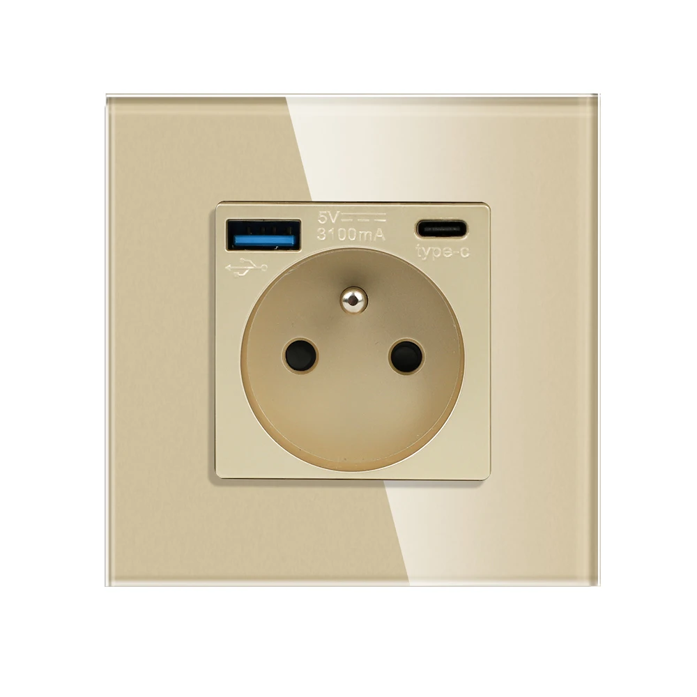 

Bingoelec французская розетка с USB Type-C 16А
