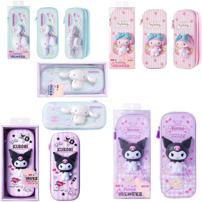 

Карандаш Sanrio из искусственной кожи большой емкости, милый карандаш HelloKitty Cinnamoroll Melody, школьная фоторучка, канцелярские принадлежности
