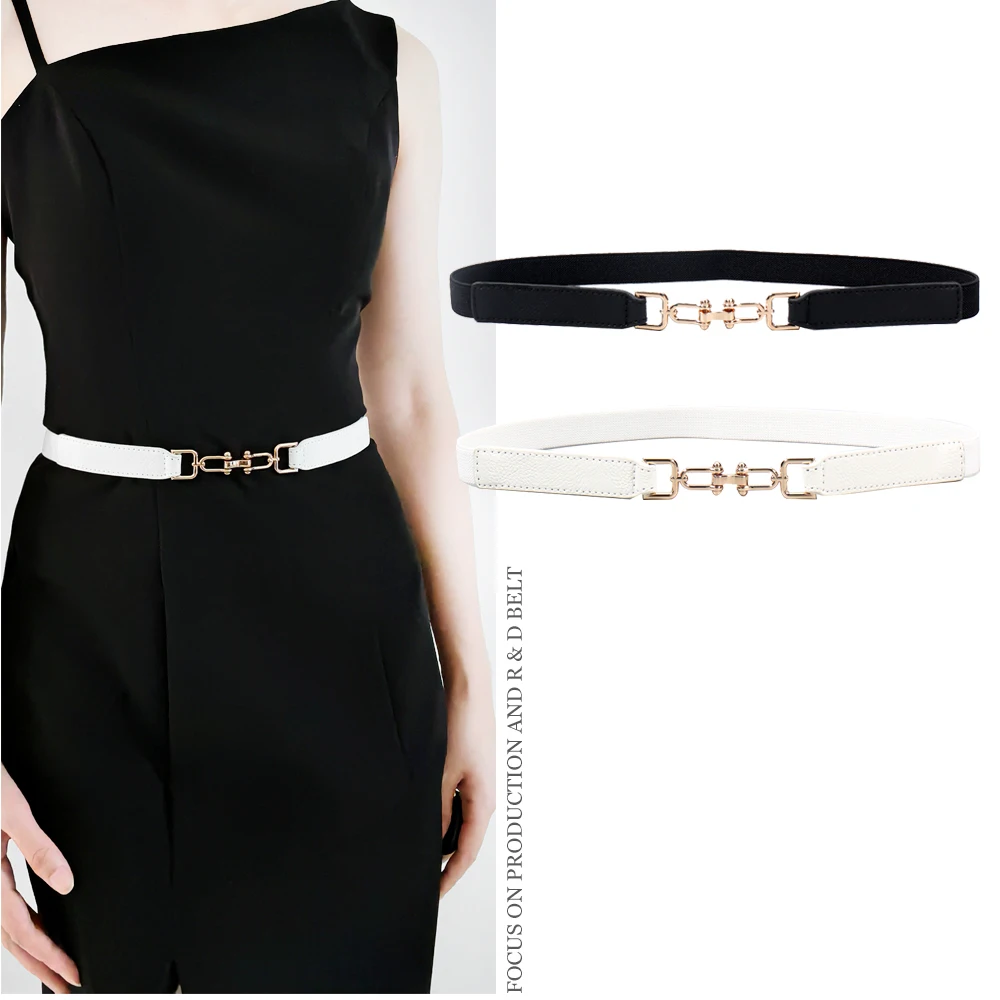 

Ремень из искусственной кожи Женский, тонкий эластичный пояс с регулируемой пряжкой, аксессуар для платьев и юбки