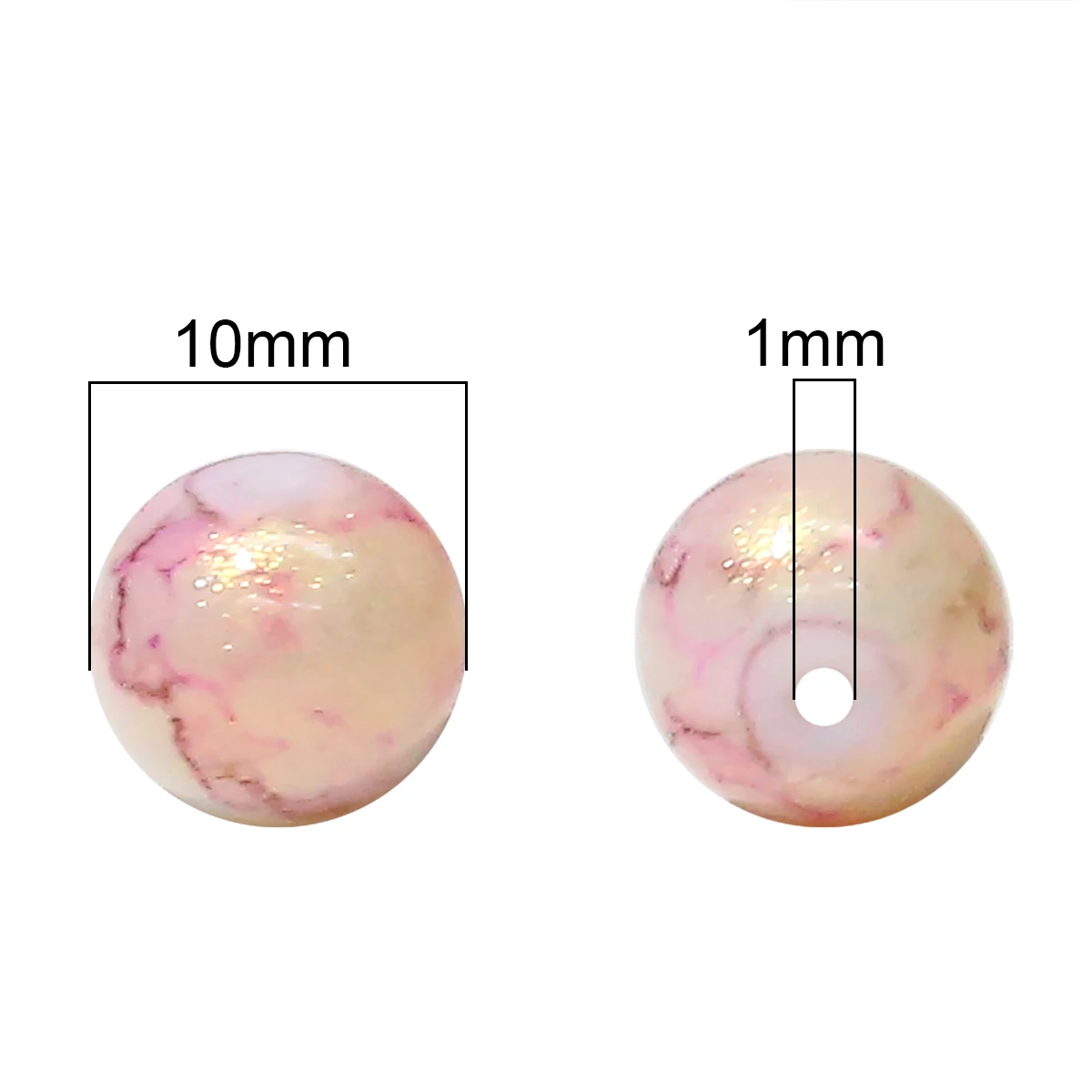 60 Шт. Круглые Стеклянные Бусины Золотой Порошок Окрашенные Имитацией Жемчуга
