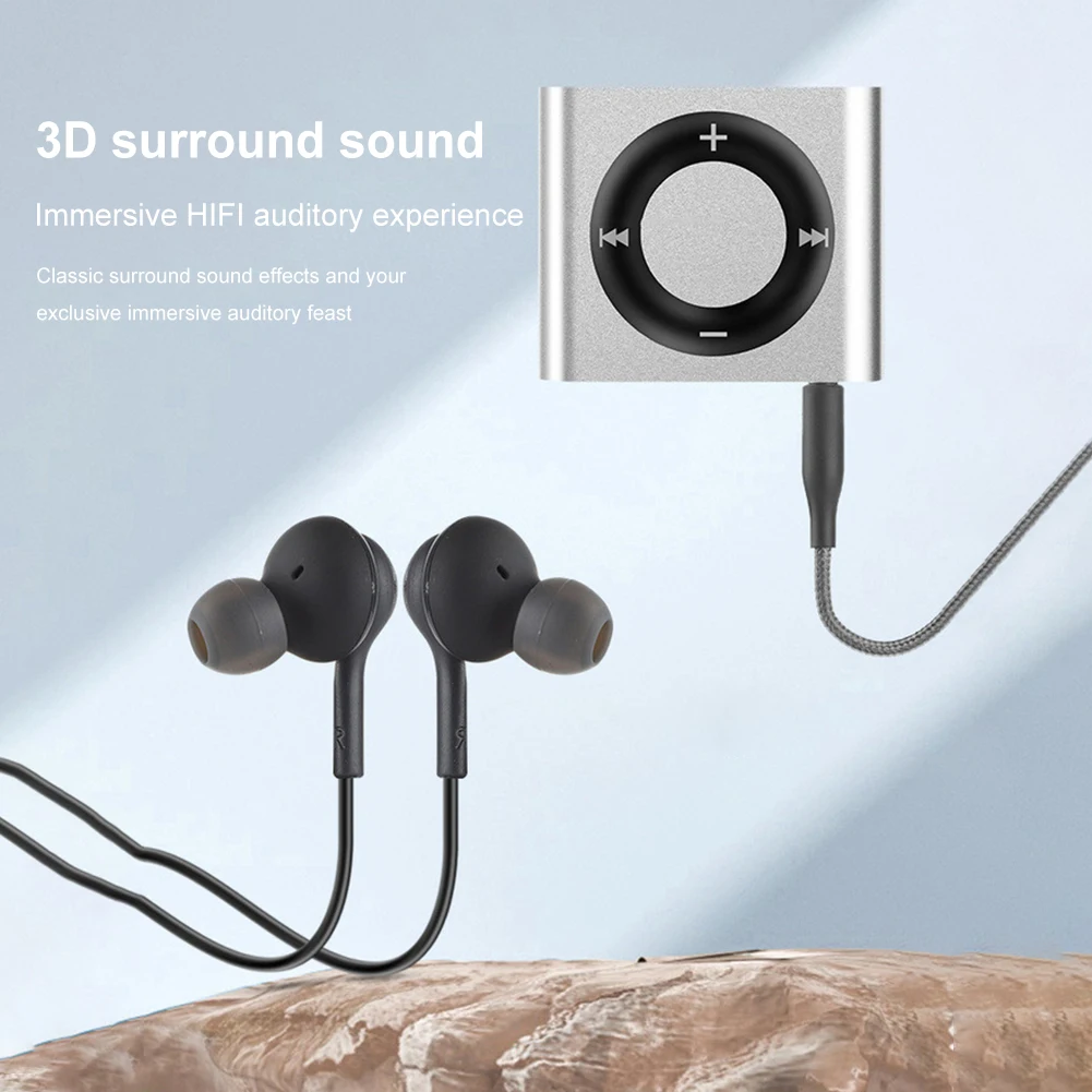 Фото Портативный mp3-плеер, мини mp3-плеер с клипсой, плеер для спорта, MP3-плеер с наушниками, 180 мАч, TF-карта, 64 ГБ, встроенный динамик №3