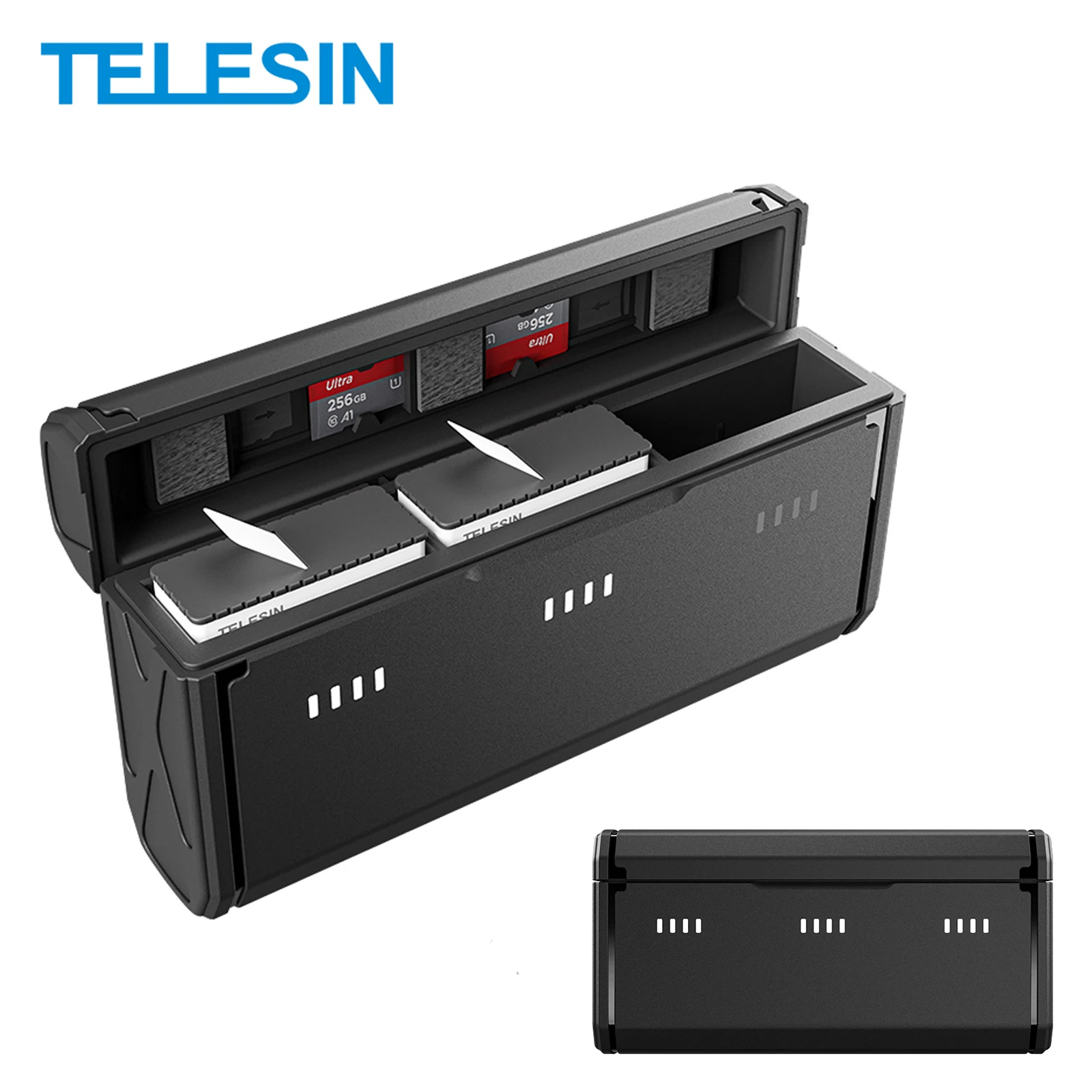 Карманное зарядное устройство TELESIN для GoPro 13 Hero TF Card Storage 3 слота аккумулятор