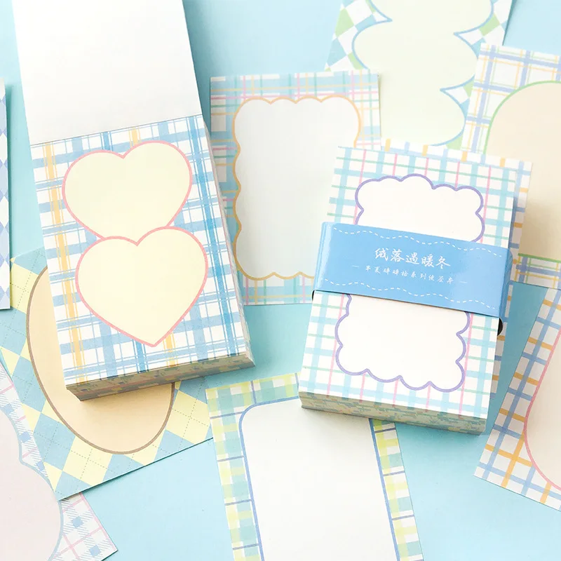 

200pcs Midsummer Salty Relax Checkered Curtains Memo Pad for Scrapbooking DIY Decorative Material Collage Journaling