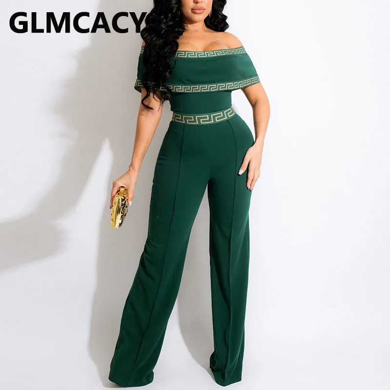 

Women Slash Neck Off Shoulder Jumpsuit Casual Loose Pants Overalls