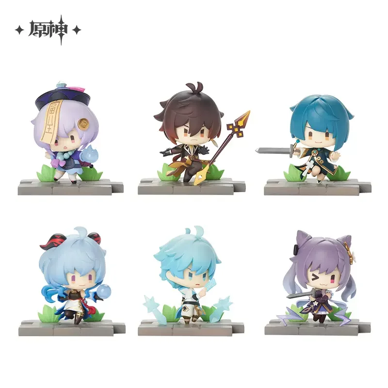 

Sunsyea Genshin Impact Official Merch miHoYo Original Authentic Liyue Character Figure Doll Set 6 Pieces Ganyu Chongyun Xingqiu
