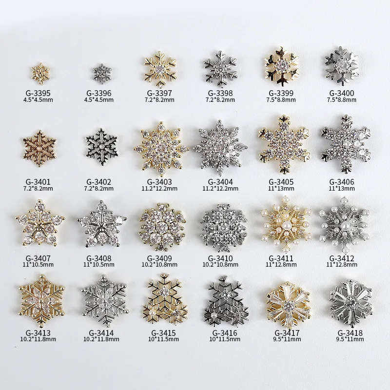 

2Pcs Quality Zircon Snowflake 3D Charms For Summer New Nail Supplies Shiny Snowflakes Nail Gems Rhinestones For Nails Decor