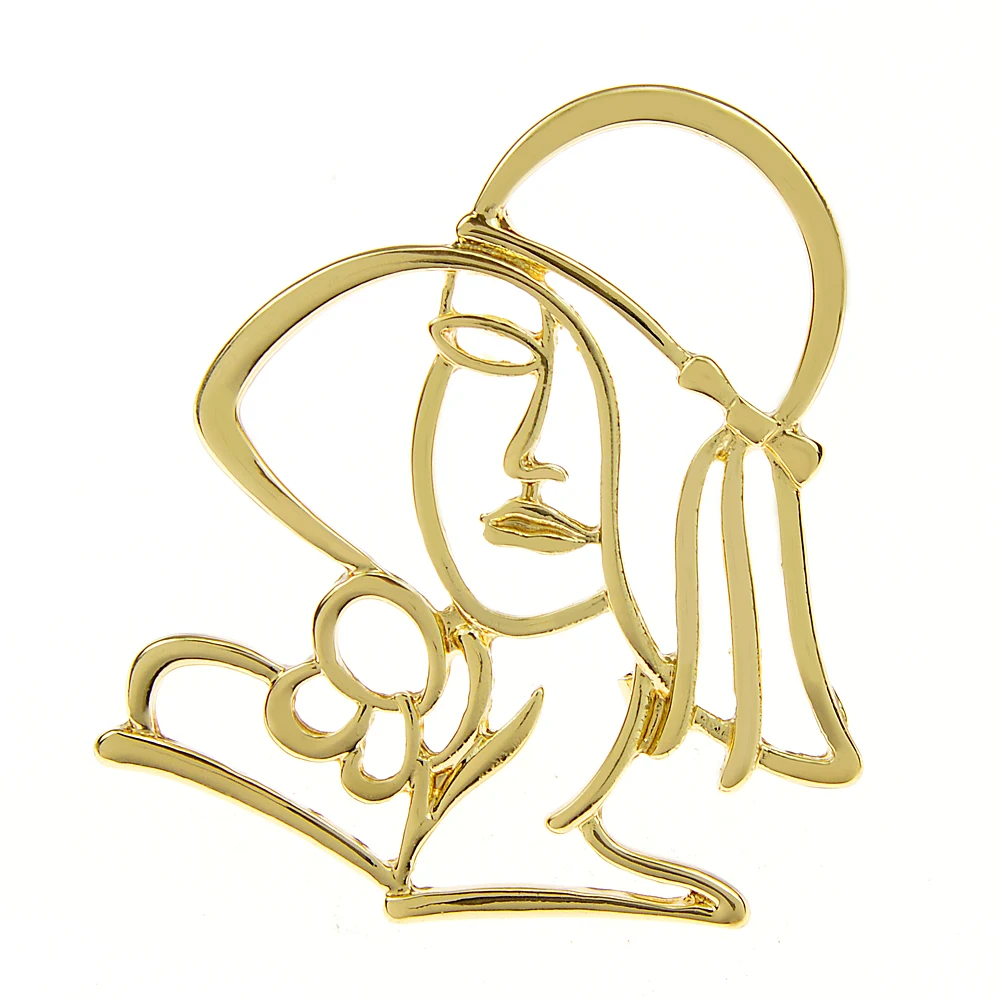 

CINDY XIANG New Hollow-out Beautiful Girl Brooches For Women Stainless Steel Pin Fashion Jewelry 2 Colors Available High Quality