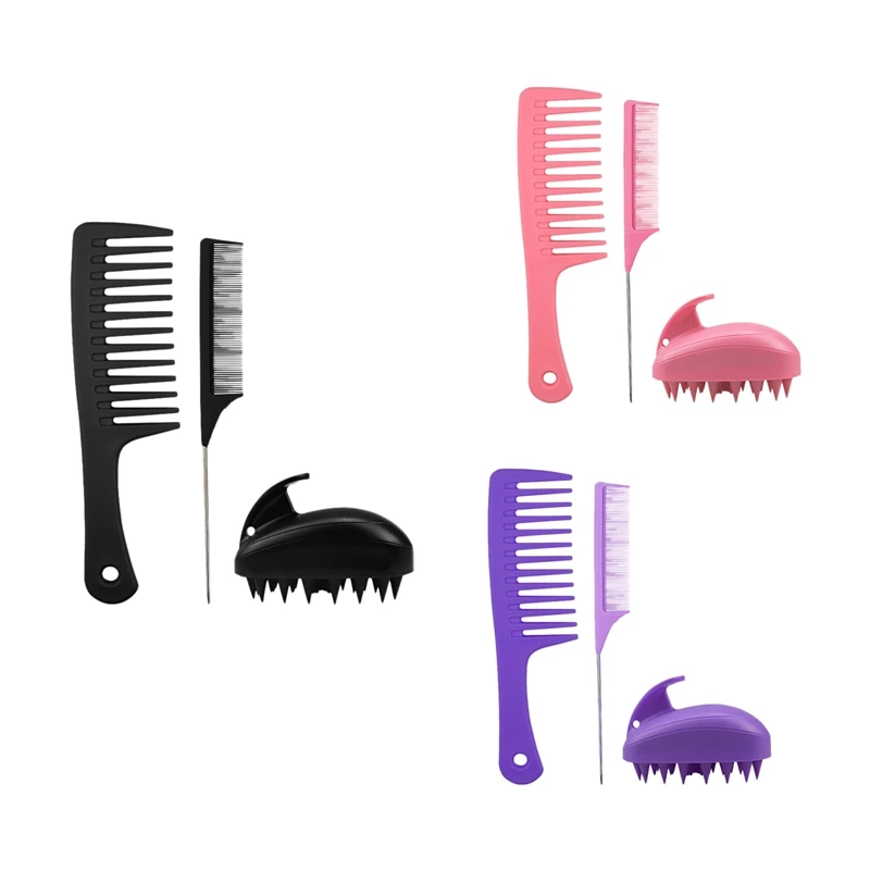 

3PCS Detangling Hair Hrush Detangler Hairbrush for Curly Hair Barber Accessories Hair Care Styling Tools