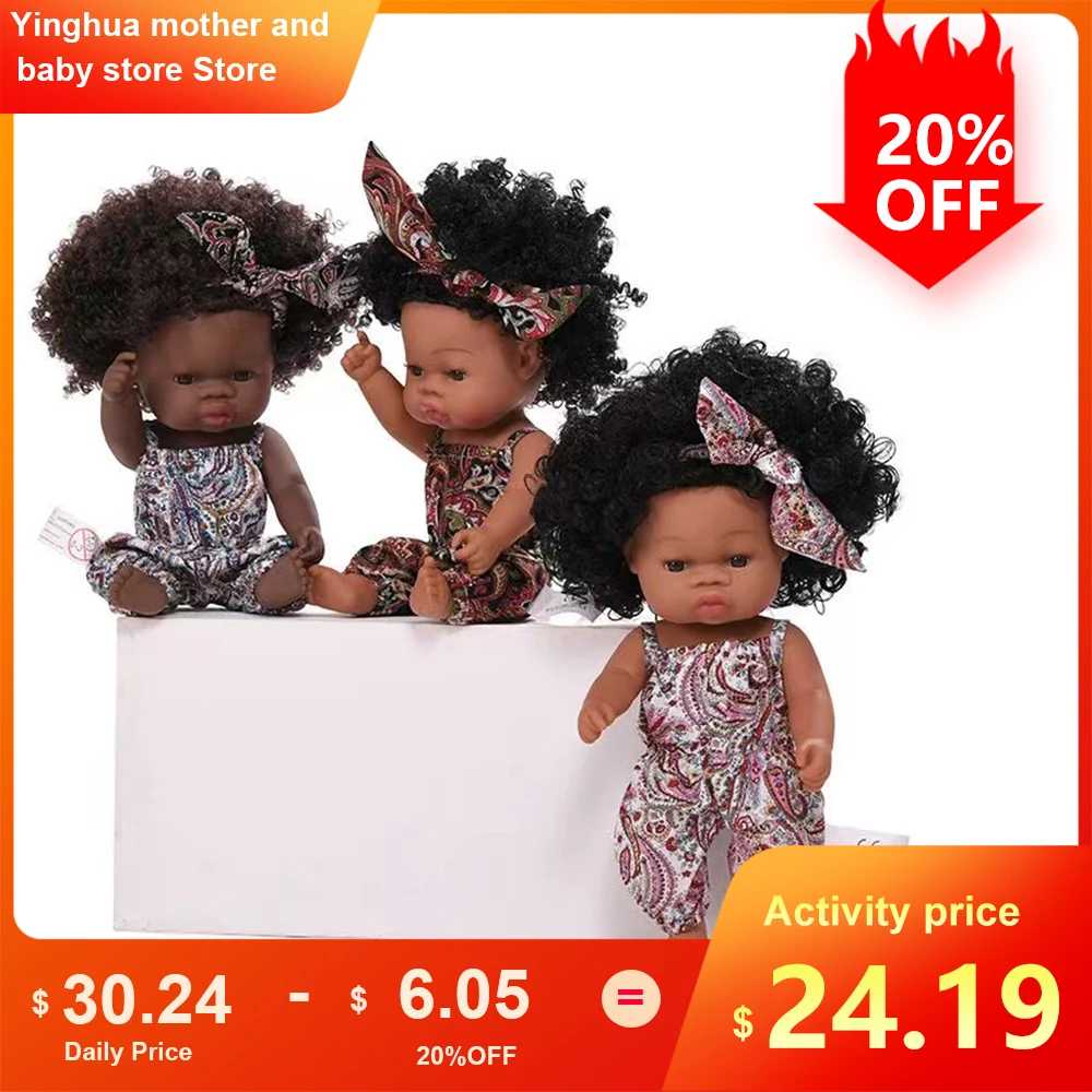 

Кукла детская черная, 33 см, с мягким клеем