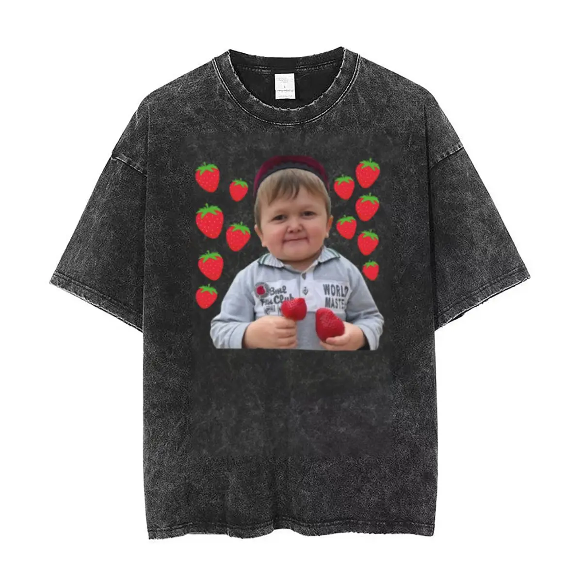 

Washed T Shirts Hasbulla Magomedov Strawberry Hip Hop Retro T-Shirts Harajuku Mini Khabib Blogger Fan Streetwear Tees