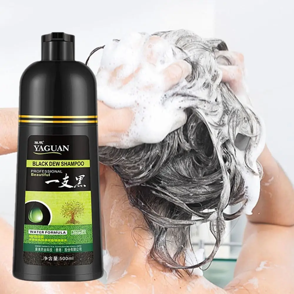 

500ml Black Hair Dye Shampoo Long Lasting 3 In 1 Instant Coloring Shampoo Gray Hair Permanent Easy to Use Herbal Shampoo Unisex