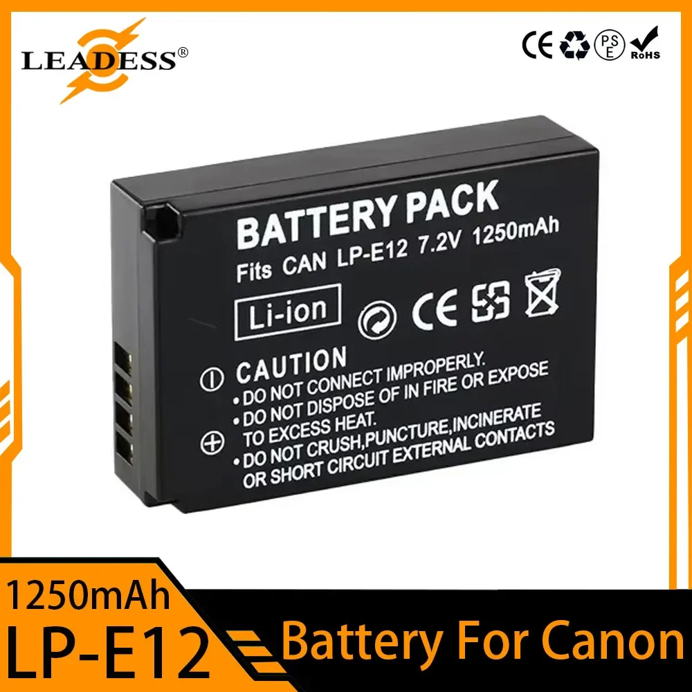 Аккумулятор для камеры 1250 мАч LP-E12 LPE12 LP E12 Canon Rebel SL1 100D Kiss X7 EOS-M EOS M M2 M10 M50 M100