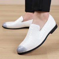 men british formal dress shoes for male coiffeur white formal loafers classic wedding party footwear slip on plus size 38 48