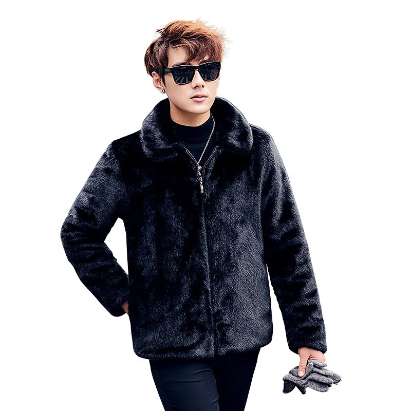 Верхняя одежда из меха норки мужская осенне-зимняя шуба искусственного с
