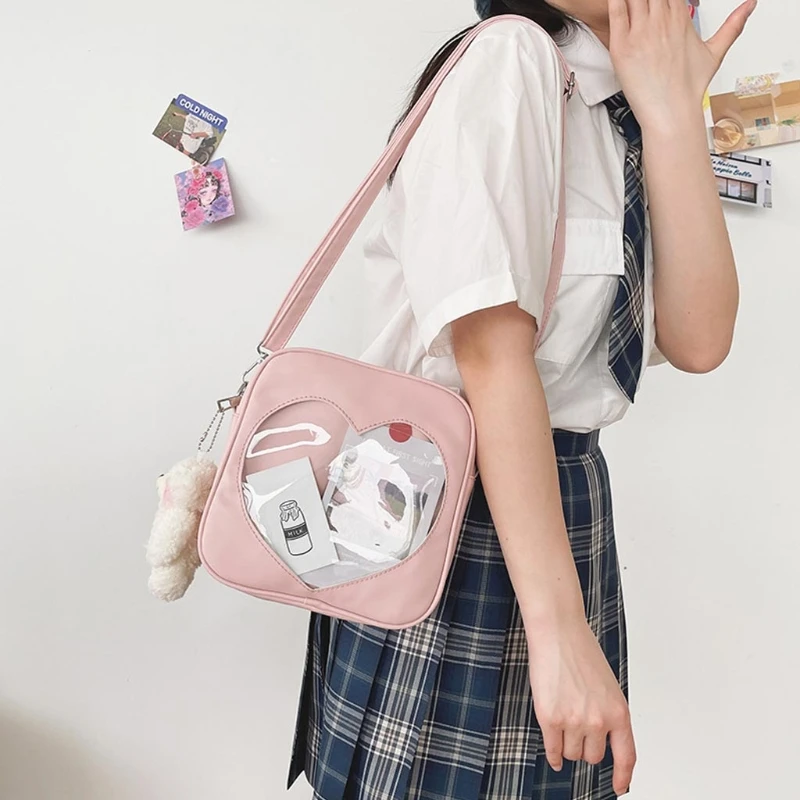 Xiaomi Cute Crossbody Bag PU Leather Square Shoulder Bags Women Heart Shaped Ita Bag