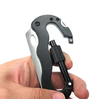 edc camping stainless steel mini knife tactical hunting survival carabiner folding pocket portable outdoor camping supplies