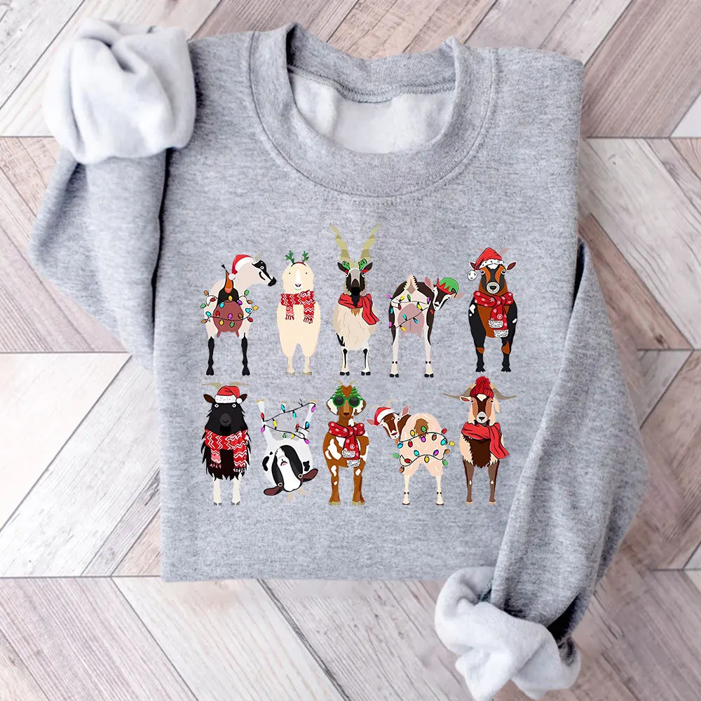 Женская Толстовка С Капюшоном Повседневная Свободная Посадка Рождественским