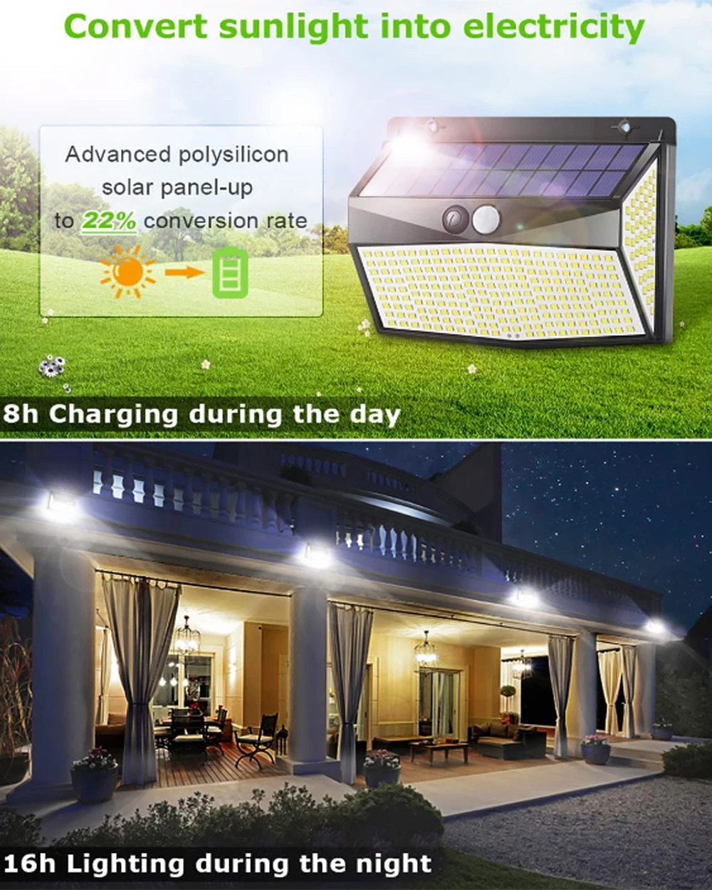 3 режима водонепроницаемые 318 светодиодные фонари с датчиком движения на