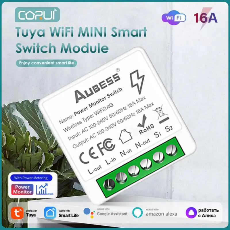 

16A Tuya Wifi Mini Smart Switch Module With Energy Monitor Support 2-way Control Switch For Alexa Google Home Smart Life Alice