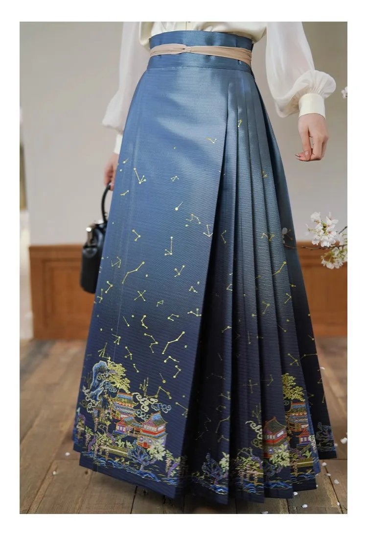 Оригинальный комплект платья в китайском стиле Hanfu с лицом лошади женская новая